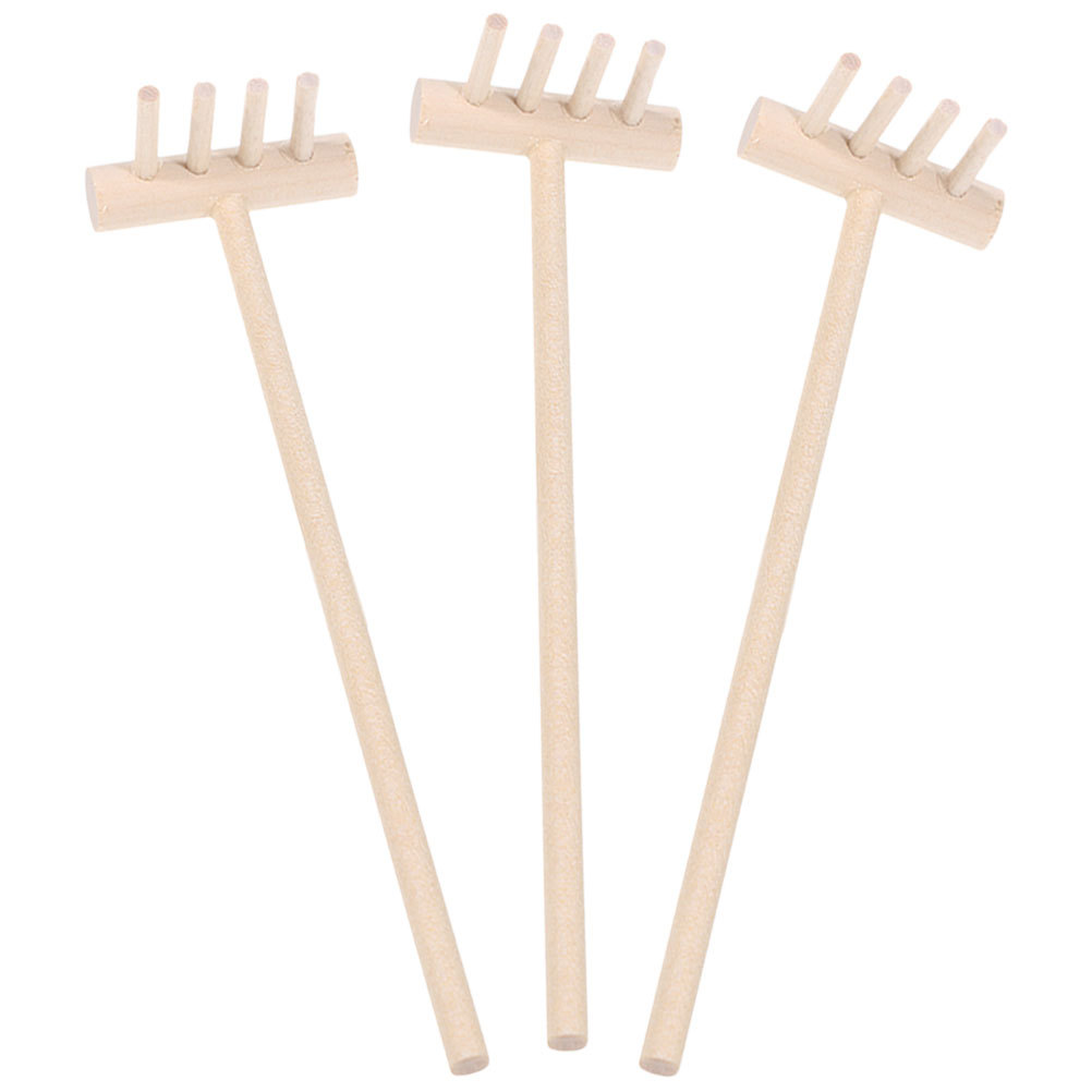 Desktop Organizer Bamboo - 3 adet Bambu Mini Tırmık Seti