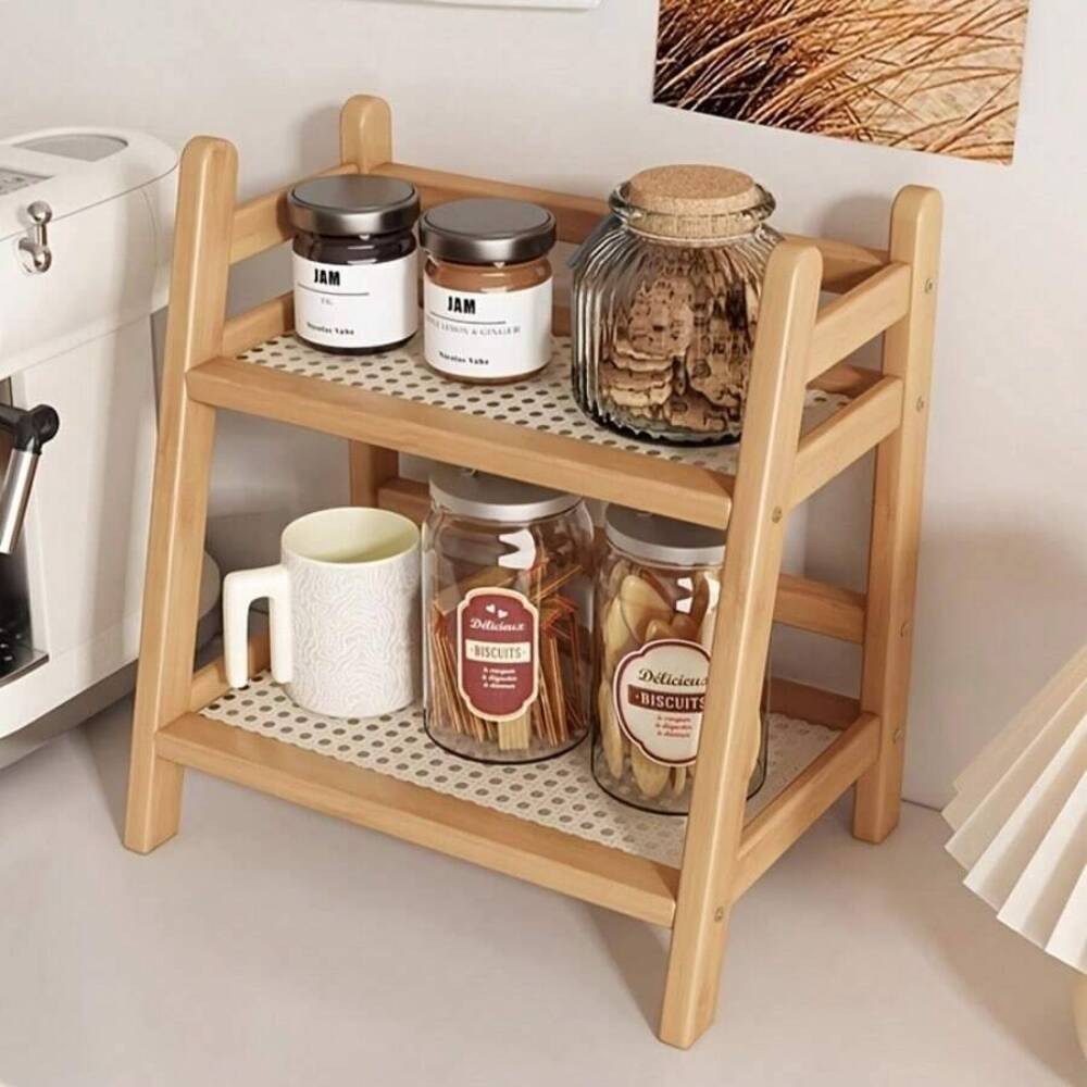 Desktop Organizer Bamboo - 2 Katmanlı Bambu Tezgah Üstü Depolama