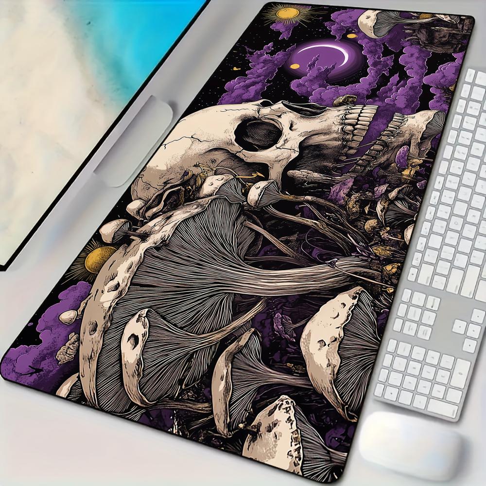 Mousepad Xl Extended - Gotik Tarz Mantarlar ve Kafataslar Desenli