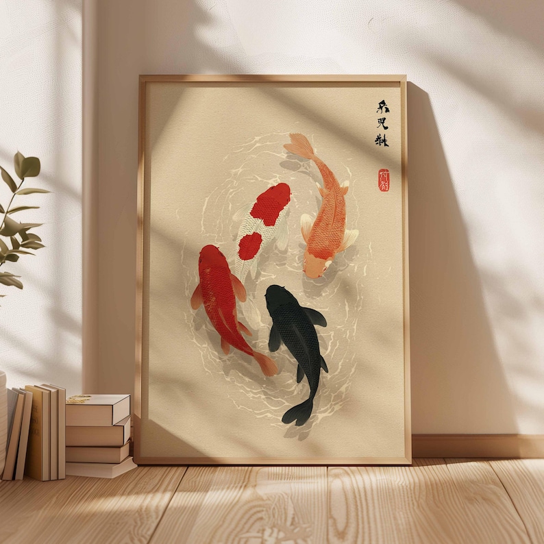 1 adet Japon Koi Balık Posteri - Home Office Japandi incelemesi ve fiyatı