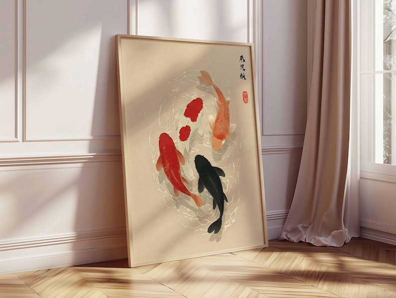 1 adet Japon Koi Balık Posteri - Home Office Japandi incelemesi ve fiyatı