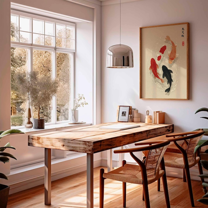 1 adet Japon Koi Balık Posteri - Home Office Japandi incelemesi ve fiyatı