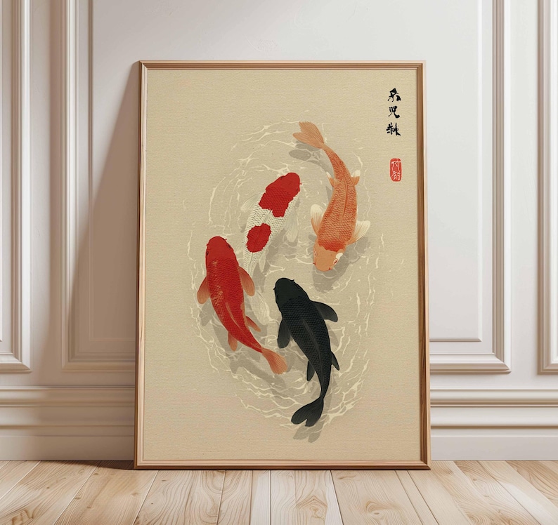 1 adet Japon Koi Balık Posteri - Home Office Japandi incelemesi ve fiyatı